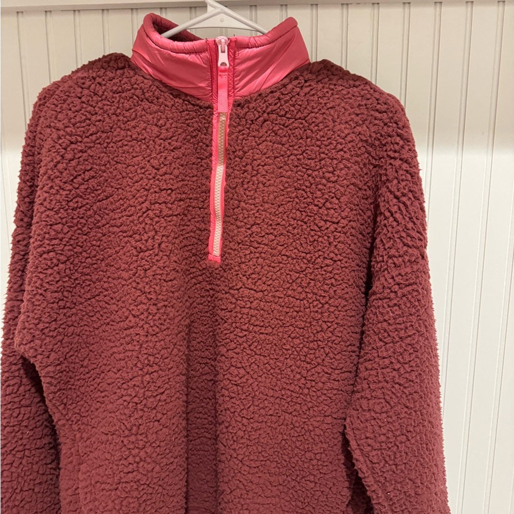 Aerie Pink sherpa pullover jacket